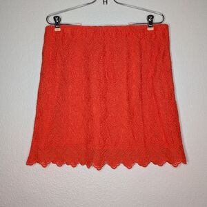 J. Crew Womens Orange Lace Feminine Coquette Soft Girl Mini Pencil Skirt 8